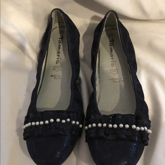 Navy bleu suede flats - Picture 3 of 3
